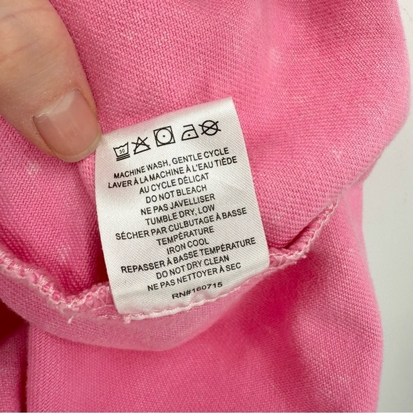 Retrofete Doreen Denim Button Down Shirt with Raw Hem in Vintage Pink Size XS - Picture 8 of 11